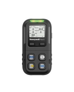 BW Flex 5 met O2 + LEL (Katalytisch) + CO + H2S + CO2 ongepompte (diffuus) uitvoering met standaard batterij en 4-weg cartridge